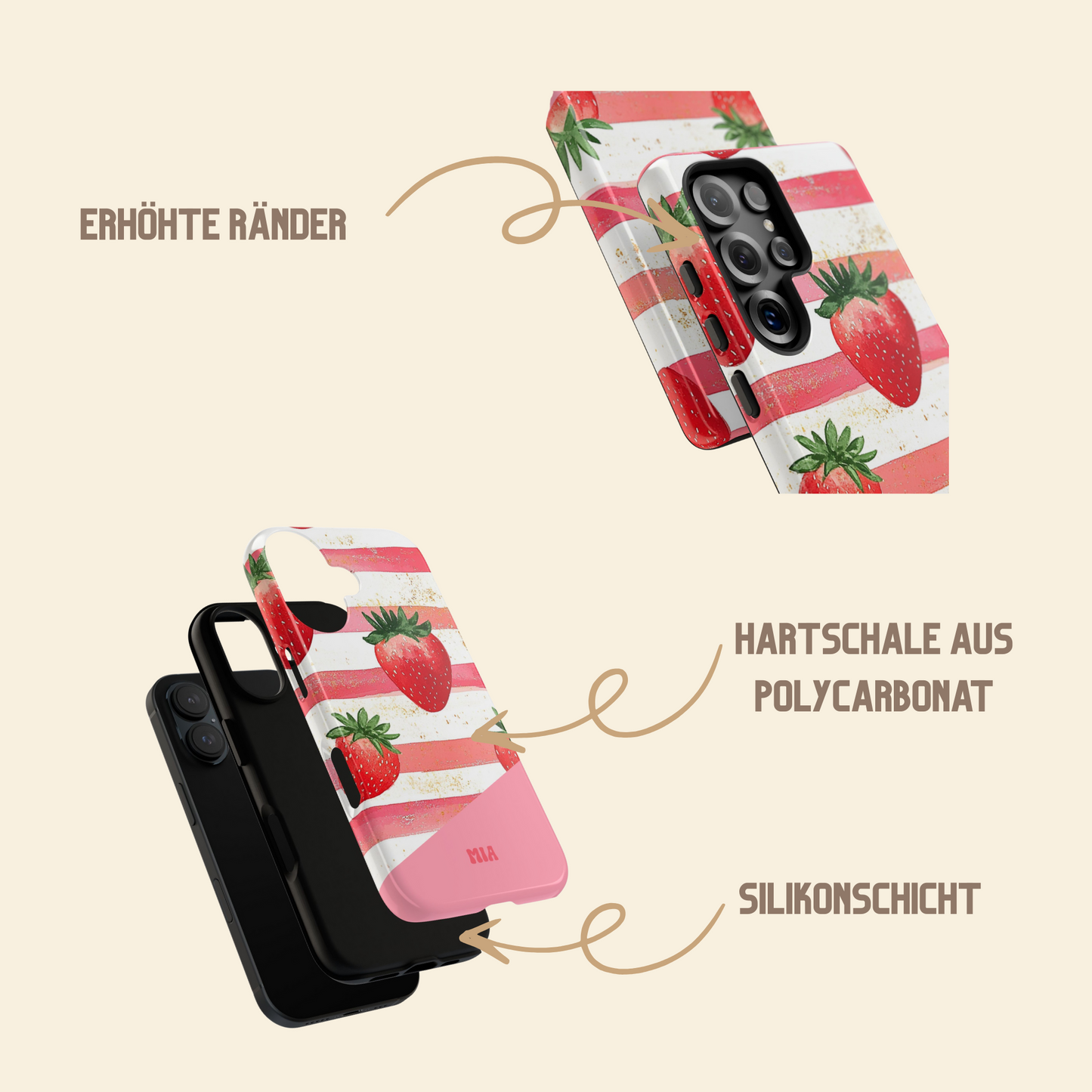 Personalisierte Handyhülle Erdbeerdesign