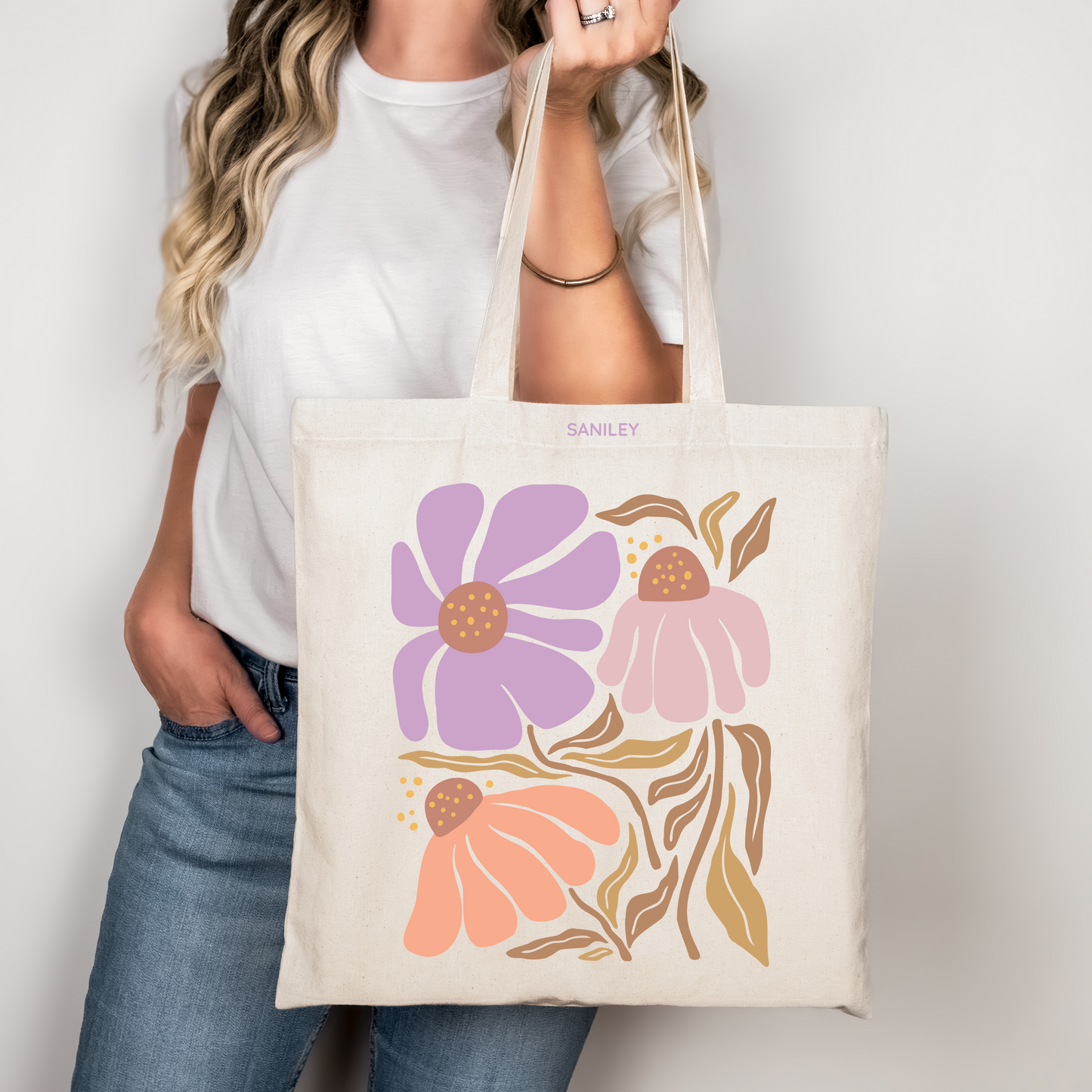 Tote Bag mit Blumen Design