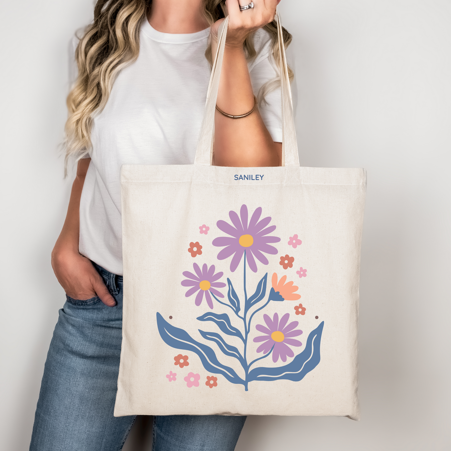 Tote Bag mit Blumen Design